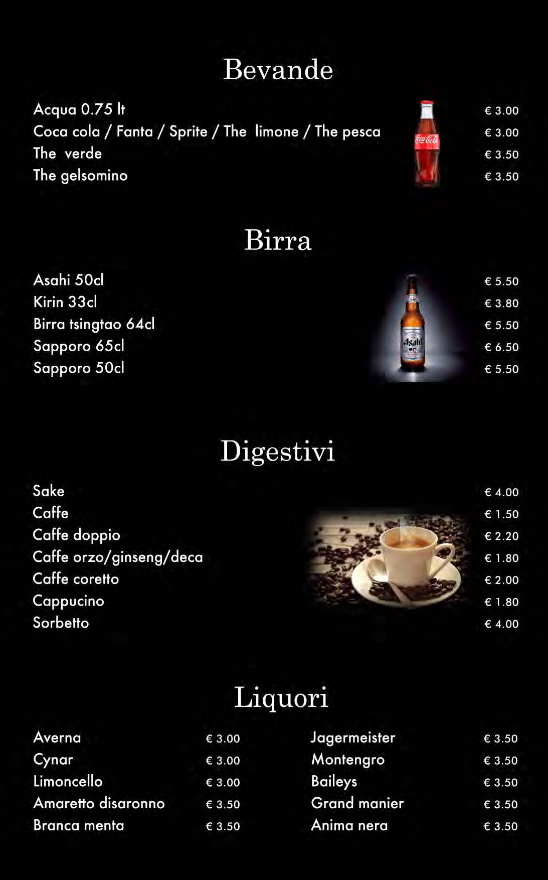 attimi ristorante giapponese padova menù cena pagina 20 bevande birra digestivi liquori